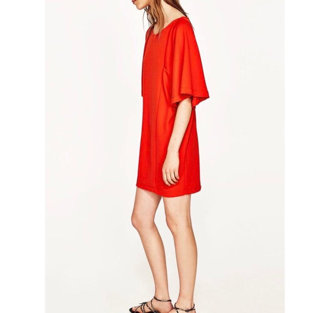 Zara Kimono Sleeve Mini Dress In Orange Women's Size M